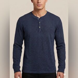 NWT Buffalo David Bitton Navy Long-Sleeve Henley Shirt